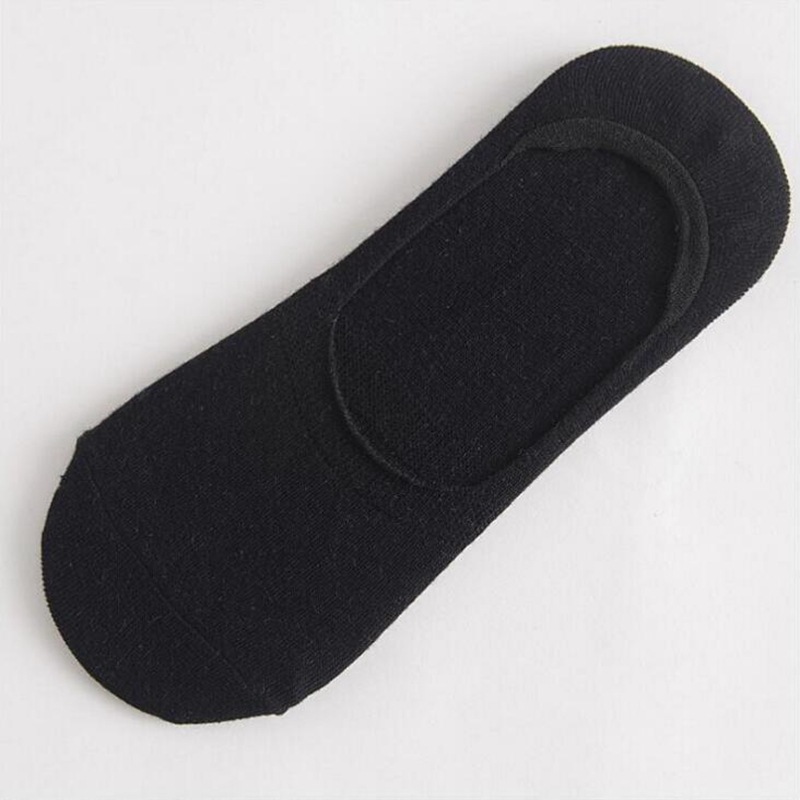 5 Pairs Men Invisible Socks Solid Color Plain Cotton Men Socks Non Slip Silicone Socks